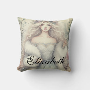 Elegant Winterprinses Sprookje Kussen