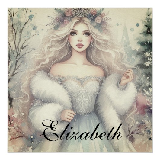 Elegant Winterprinses Sprookje Perfect Poster (Voorkant)