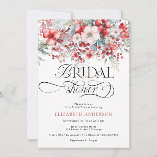 Elegant winterrood en groen Vrijgezellenfeest Kaart (Voorkant)