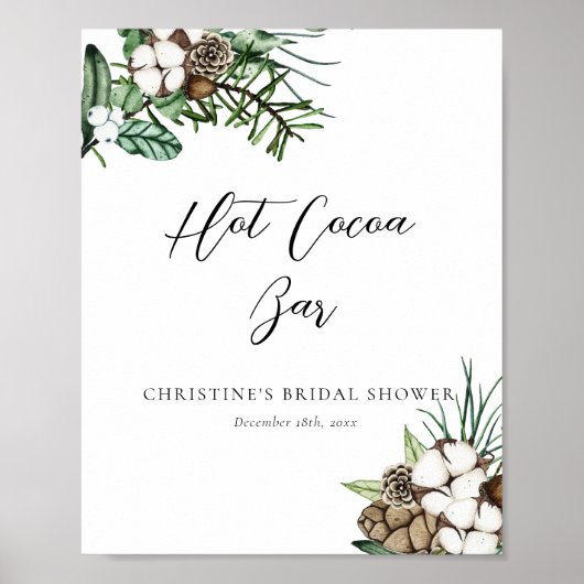 Elegant winters bruiloftfeest hete chocolade bord poster (Voorkant)