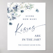 Elegant winterstoffig blauw gebladerte Vrijgezelle Poster (Voorkant)