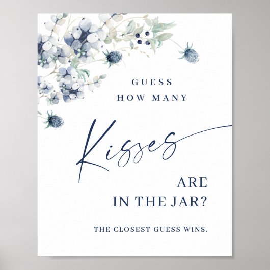 Elegant winterstoffig blauw gebladerte Vrijgezelle Poster (Voorkant)