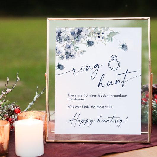 Elegant winterstoffig blauw gebladerte Vrijgezelle Poster