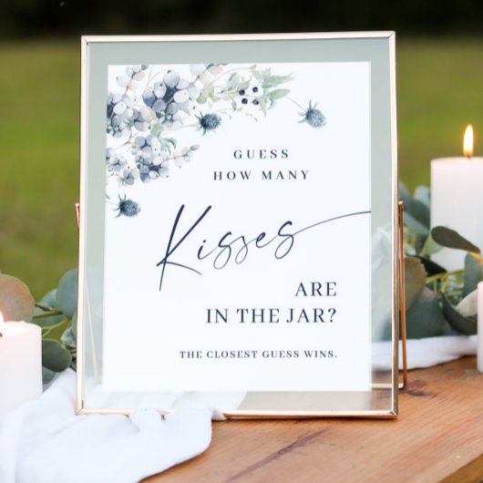 Elegant winterstoffig blauw gebladerte Vrijgezelle Poster