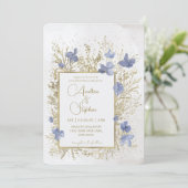 Elegant Wintry Foliage Winter Wedding Kaart (Staand voorkant)