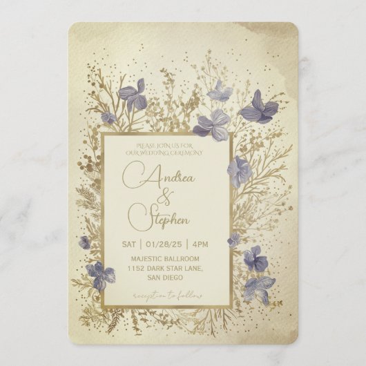 Elegant Wintry Foliage Winter Wedding Kaart (Voorkant)