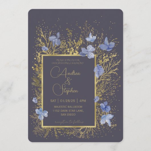 Elegant Wintry Foliage Winter Wedding Kaart (Voorkant)