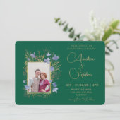 Elegant Wintry Foliage Winter Wedding Kaart (Staand voorkant)