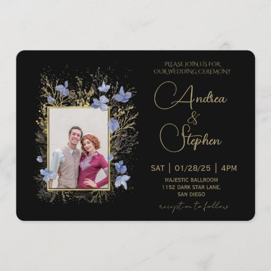 Elegant Wintry Foliage Winter Wedding Kaart (Voorkant)