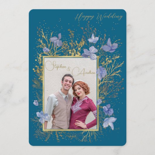 Elegant Wintry Foliage Winter Wedding Kaart (Voorkant)