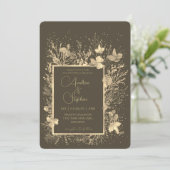 Elegant Wintry Foliage Winter Wedding Kaart (Staand voorkant)