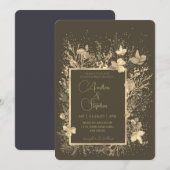 Elegant Wintry Foliage Winter Wedding Kaart (Voorkant / Achterkant)