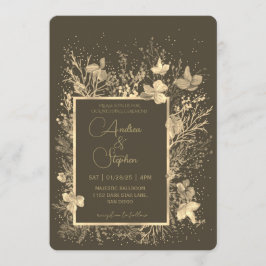 Elegant Wintry Foliage Winter Wedding Kaart