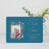 Elegant Wintry Foliage Winter Wedding Kaart (Staand voorkant)