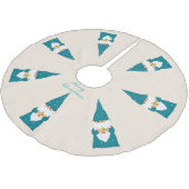 Elegant Wise Blue Kerstgnomen op Ivory Kerstboom Rok (Gekanteld)