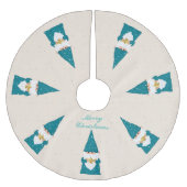 Elegant Wise Blue Kerstgnomen op Ivory Kerstboom Rok (Voorkant)