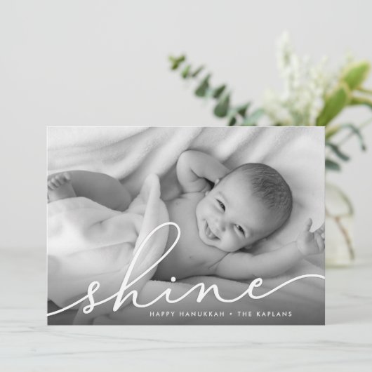 Elegant Wish | Hanukkah-foto Feestdagenkaart (Staand voorkant)
