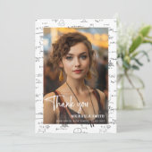 Elegant Wiskunde Script Foto Afstuderen Bedankkaart (Staand voorkant)