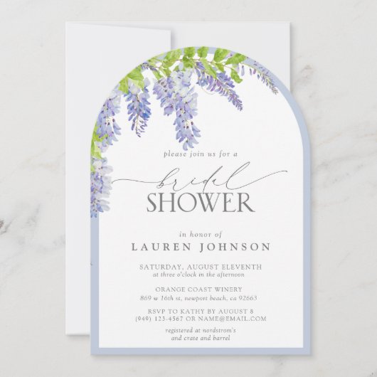 Elegant Wisteria Waterverf Floral Vrijgezellenfees Kaart (Voorkant)