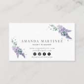Elegant Wisteria Waterverf Social Media Business Visitekaartje (Achterkant)