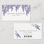 Elegant Wisteria Waterverf Social Media Business Visitekaartje (Voorkant / Achterkant)