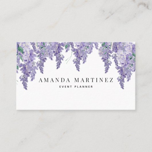 Elegant Wisteria Waterverf Social Media Business Visitekaartje (Voorkant)