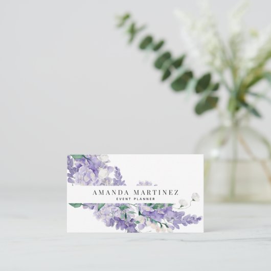 Elegant Wisteria Waterverf Social Media Visitekaartje (Staand voorkant)