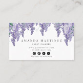 Elegant Wisteria Waterverf Social Media Visitekaartje (Achterkant)