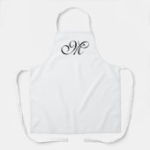 Elegant wit aangepaste script monogram initiaal schort (Voorkant)
