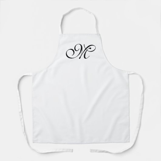 Elegant wit aangepaste script monogram initiaal schort (Voorkant)