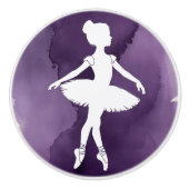 Elegant wit ballerina silhouet keramische knop (Voorkant)