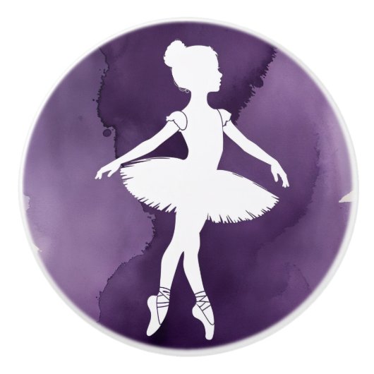 Elegant wit ballerina silhouet keramische knop (Voorkant)