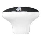 Elegant wit ballerina silhouet op zwart keramische knop (Zijkant)