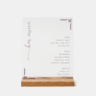 Elegant wit barmenu acryl bord