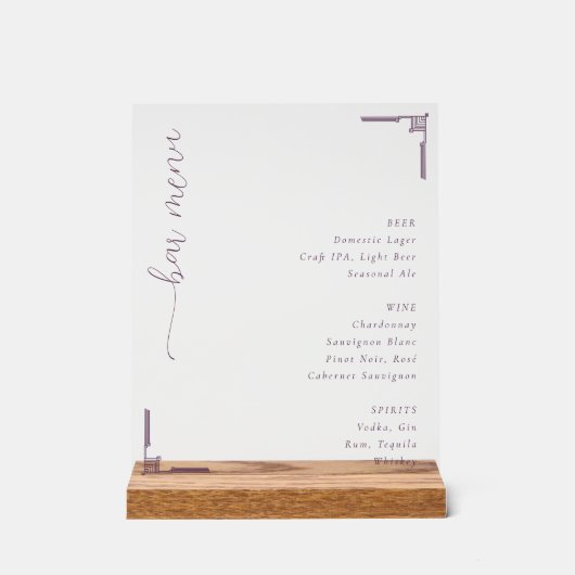 Elegant wit barmenu acryl bord (Voorkant)