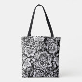 Elegant wit barok bloemdamast patroon tote bag (Achterkant)