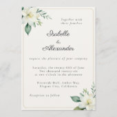 Elegant Wit Blad en Groene Faux Goud Kaart (Voorkant)