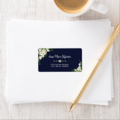 Elegant Wit Blauw Bloemendesign voor Trouwfeest Etiket (Insitu)