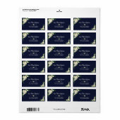 Elegant Wit Blauw Bloemendesign voor Trouwfeest Etiket (Full Sheet)