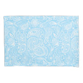 Elegant wit & blauw bloemig paisley patroon kussensloop (Voorkant)