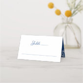 Elegant Wit & Blauw Botanisch Monogram Crest Plaatskaartje (Achterkant)