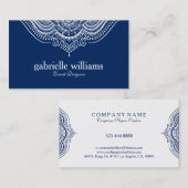 Elegant Wit & Blauw Geometrisch Ontwerp Visitekaartje (Voorkant / Achterkant)