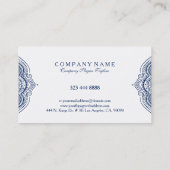 Elegant Wit & Blauw Geometrisch Ontwerp Visitekaartje (Achterkant)