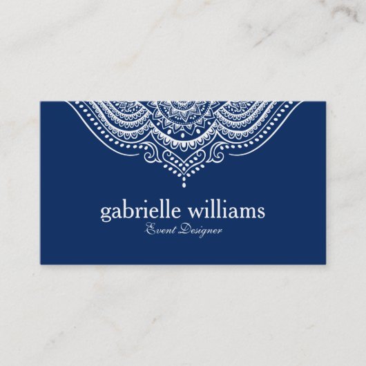 Elegant Wit & Blauw Geometrisch Ontwerp Visitekaartje (Voorkant)