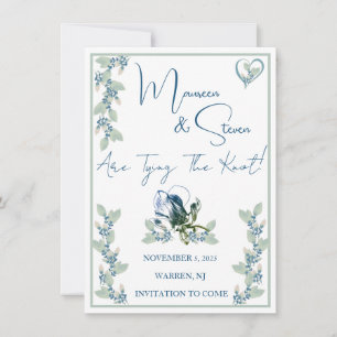 Elegant wit, blauw, & groen bloemen sparen de datu kaart