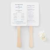 Elegant Wit & Blauw Huwelijksceremonie Programma Handwaaier (Voorkant en achterkant)