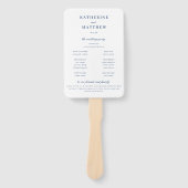 Elegant Wit & Blauw Huwelijksceremonie Programma Handwaaier (Voorkant)