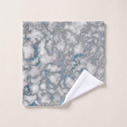 Elegant Wit Blauw Marmer Bad Handdoek (Wasdoekje)