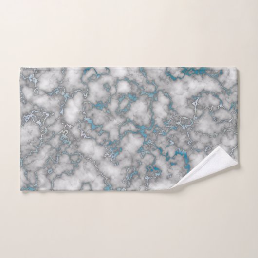 Elegant Wit Blauw Marmer Bad Handdoek (Handdoek)