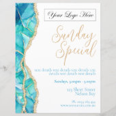 Elegant Wit Blauw Restaurant Speciaal Poster (Voorkant)